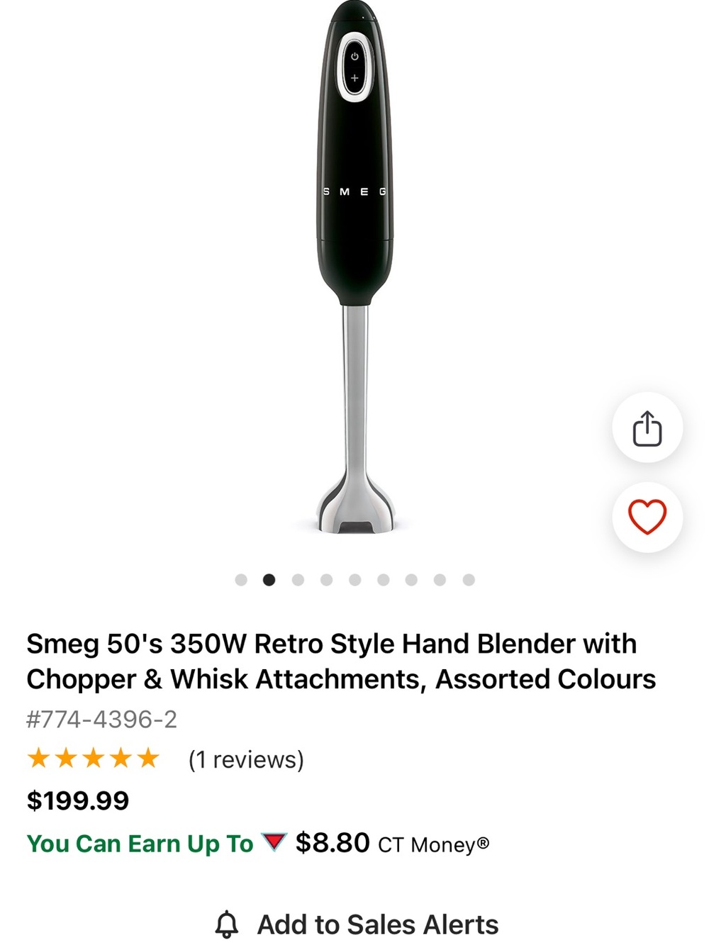 50's Retro Style 350W Hand Blender in Black